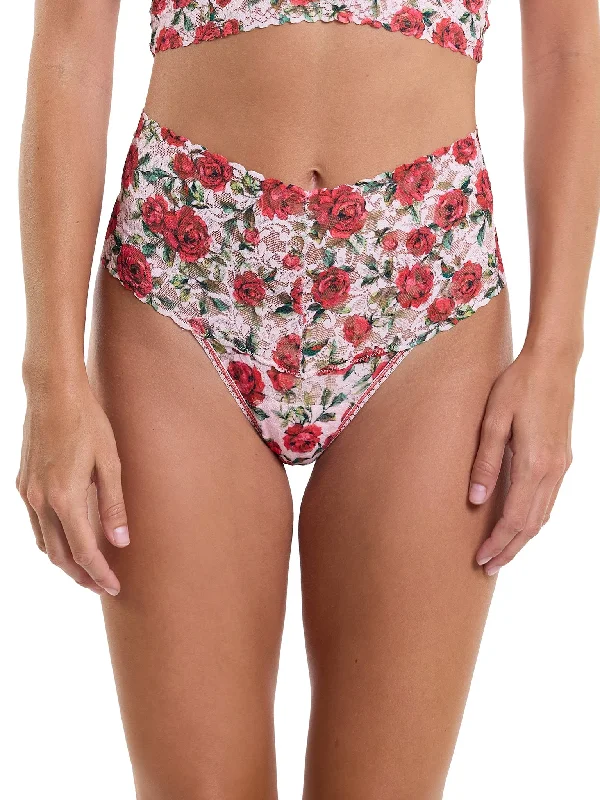 Printed Retro Lace Thong Je' Taime