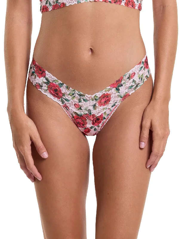 Printed Signature Lace Low Rise Thong Je' Taime