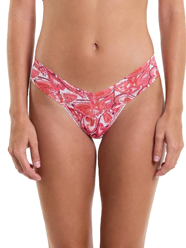 Printed Signature Lace Low Rise Thong Lots Of Love