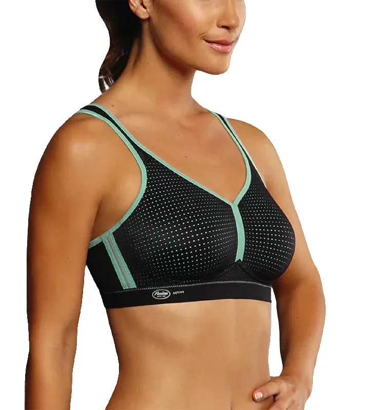 Anita Performance Mesh Max Support Softcup Sports Bra (5566) - Black/Pool Blue