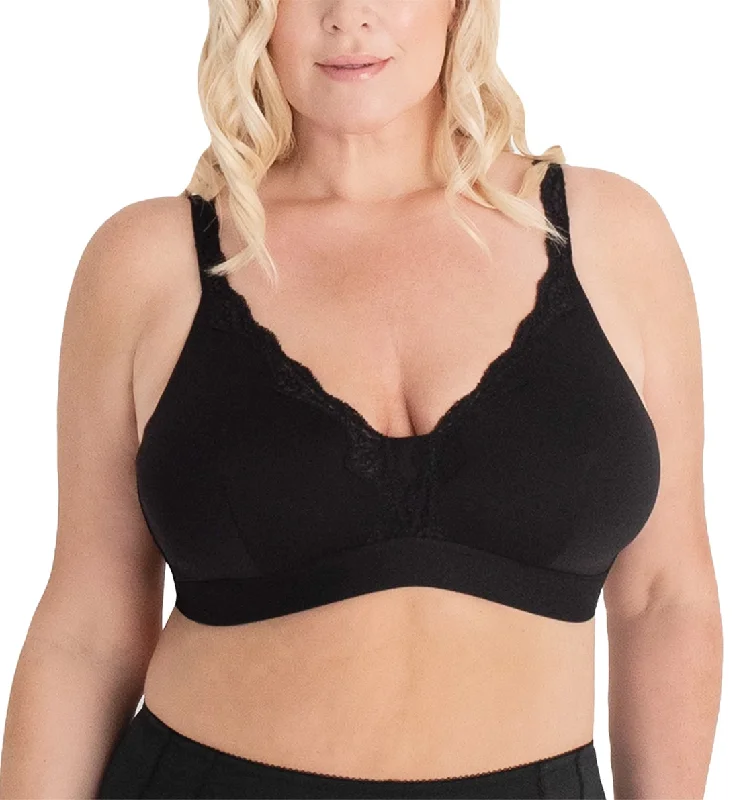 Leading Lady Wirefree Lace Trim Comfort Softcup Bra (5072) - Black