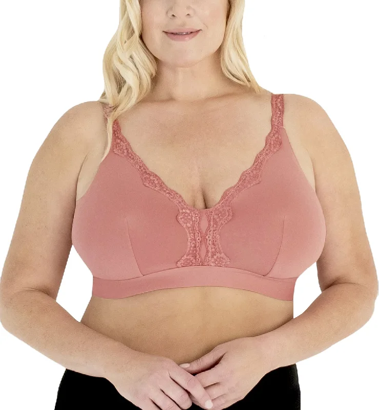 Leading Lady Wirefree Lace Trim Comfort Softcup Bra (5072) - Whisky Rose