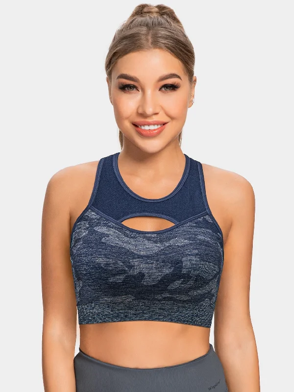 Mid Impact Sports Racerback Pullover Workout Bra Blue