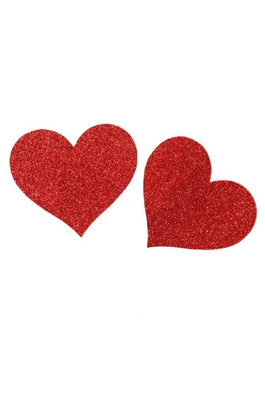 Red Glitter Heart Pasties